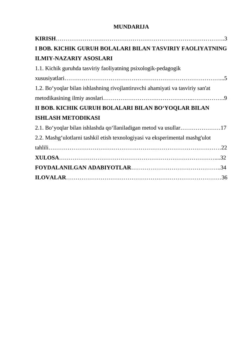 Kichik guruh bolalari bilan bo‘yoqlar bilan ishlashning o‘ziga xos metodikasi