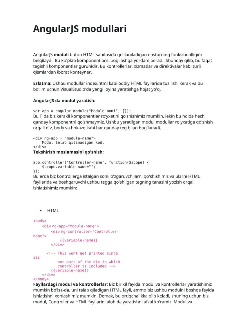 AngularJS modullari