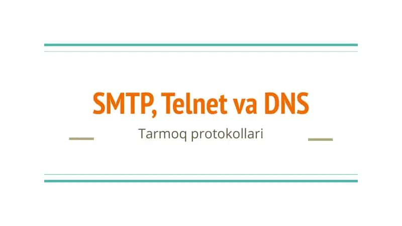 SMTP, Telnet va DNS Tarmoq protokollari