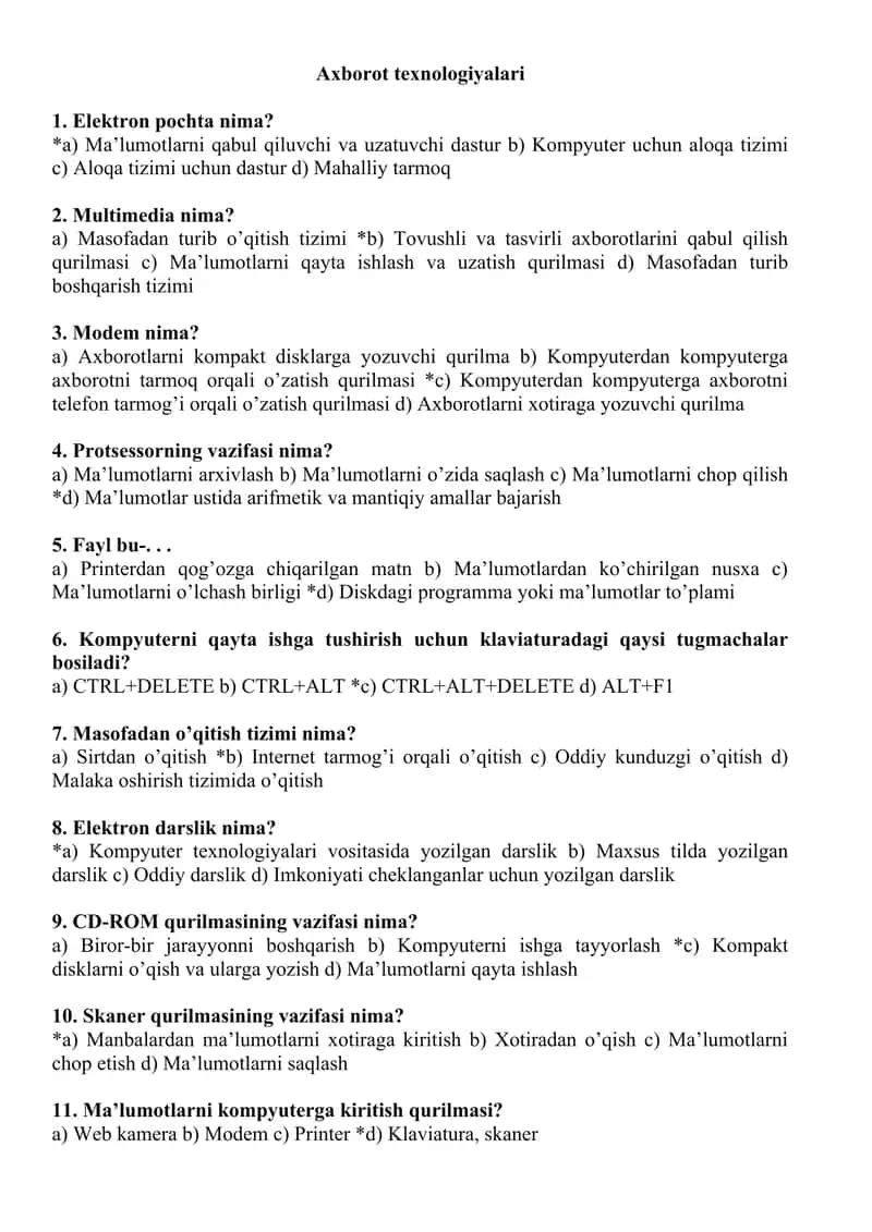 Axborot texnologiyalari