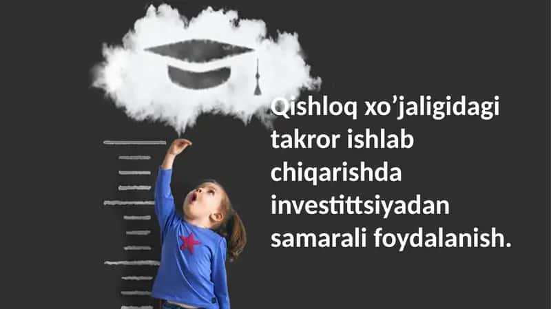 Qishloq xo’jaligidagi takror ishlab chiqarishda investittsiyadan samarali foydalanish