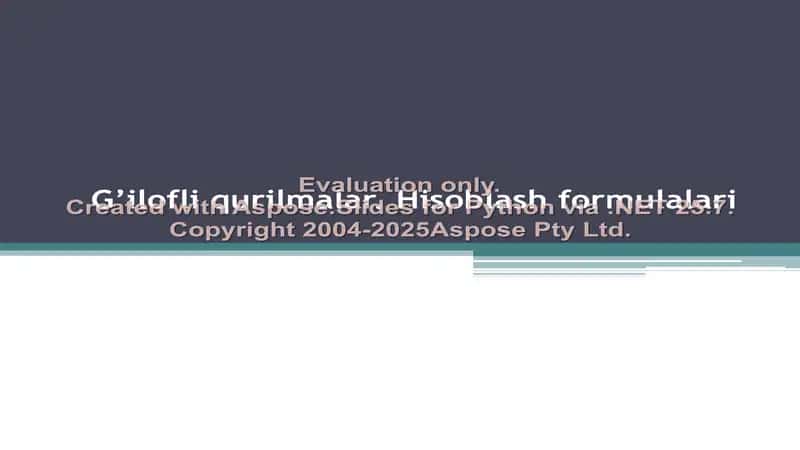G’ilofli qurilmalar. Hisoblash formulalari