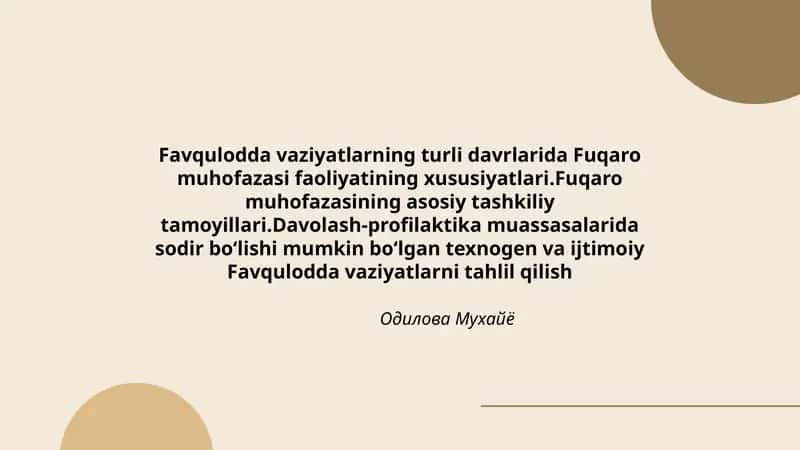 Favqulodda vaziyatlarning turli davrlarida Fuqaro muhofazasi faoliyatining xususiyatlari