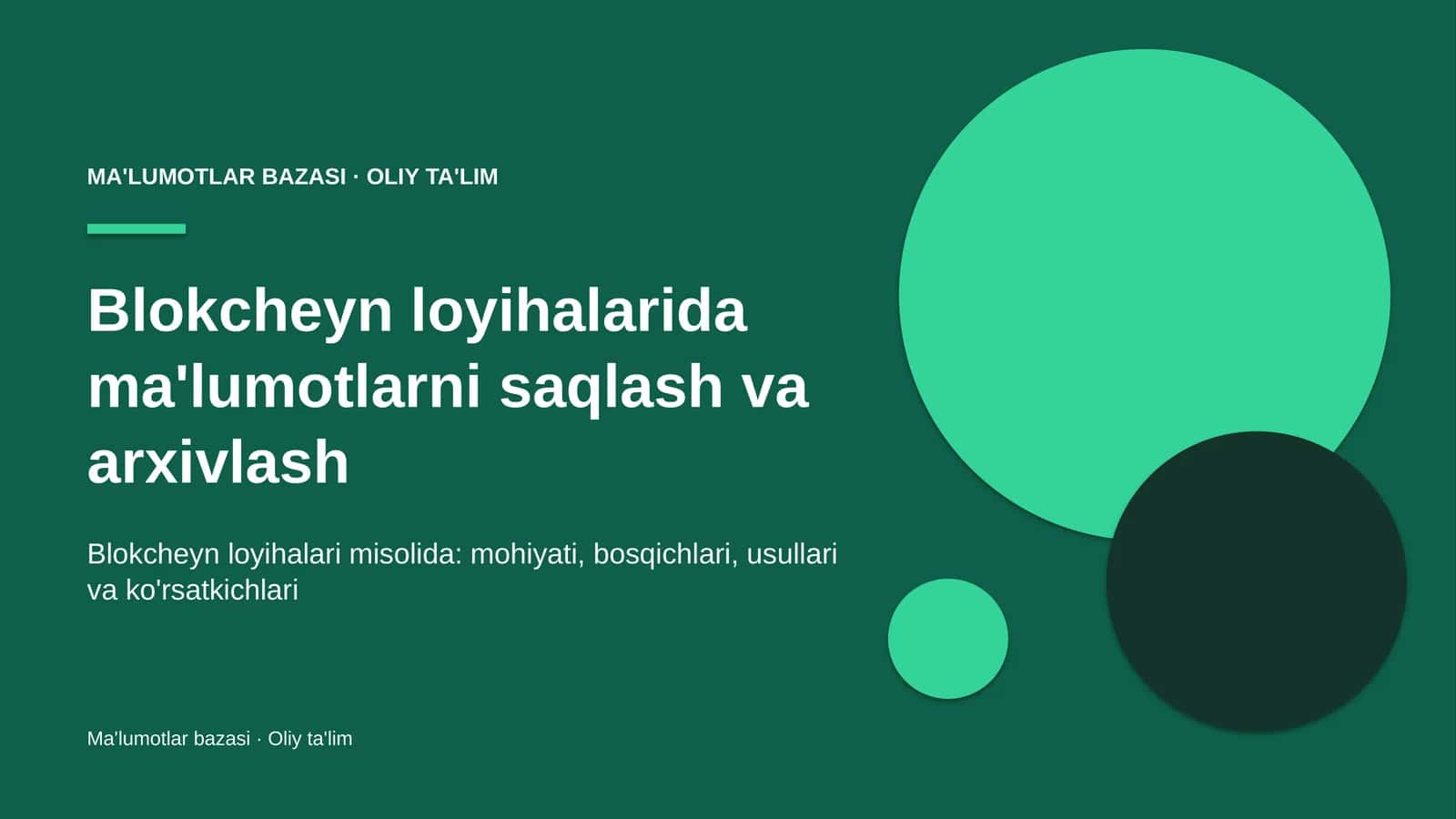 Ma'lumotlar bazasi · Oliy ta'lim
