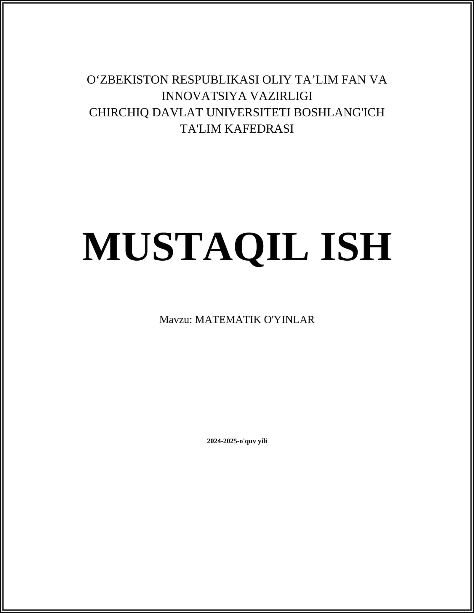 Algebraik ifodalar o'yinlari