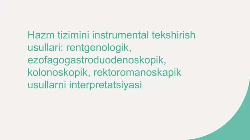 Ovqat hazm qilish tizimi tahlili