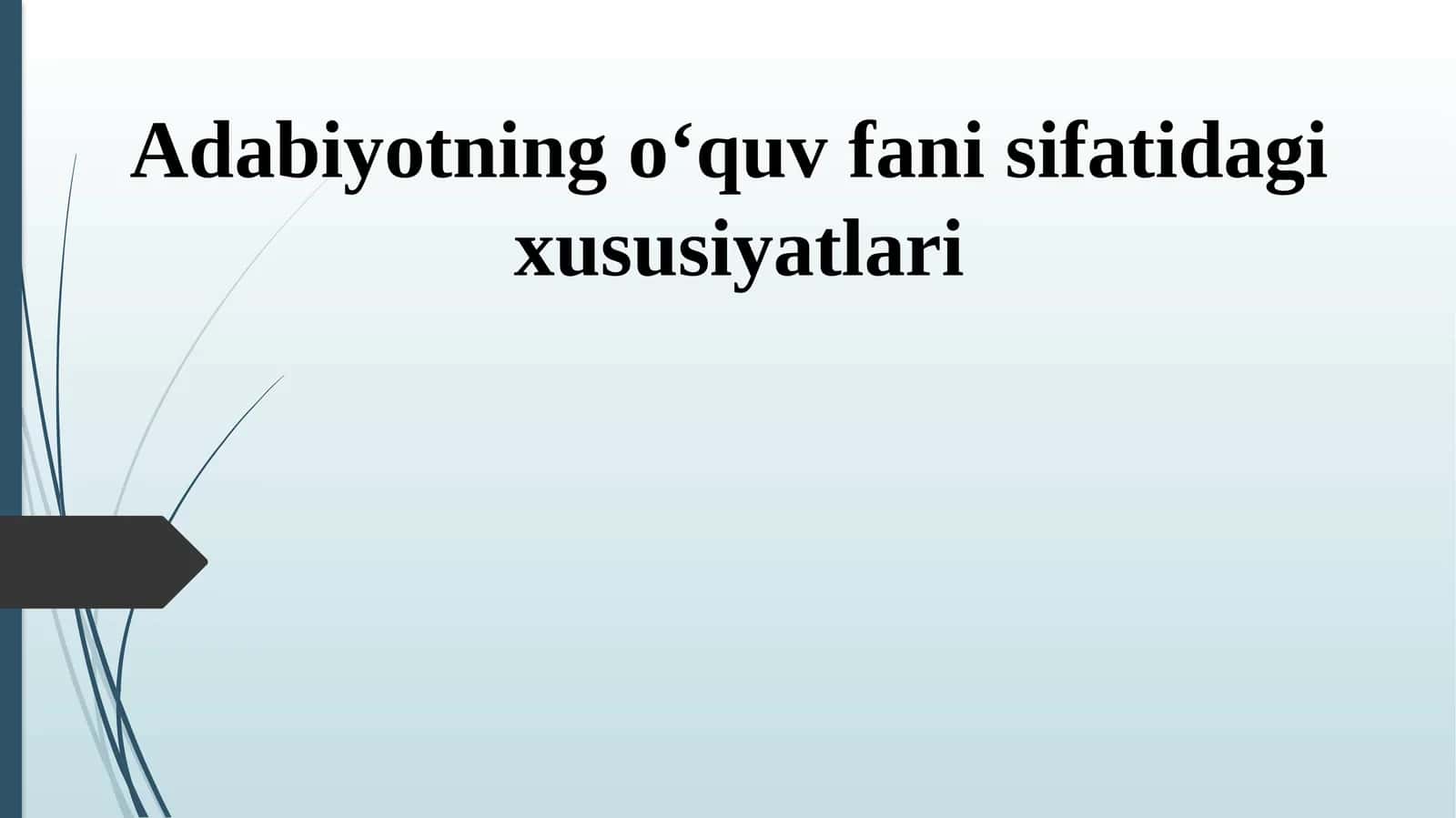 Adabiyotning o‘quv fani sifatidagi xususiyatlari