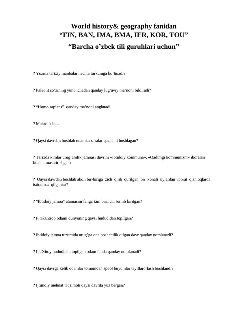 World history& geography fanidan