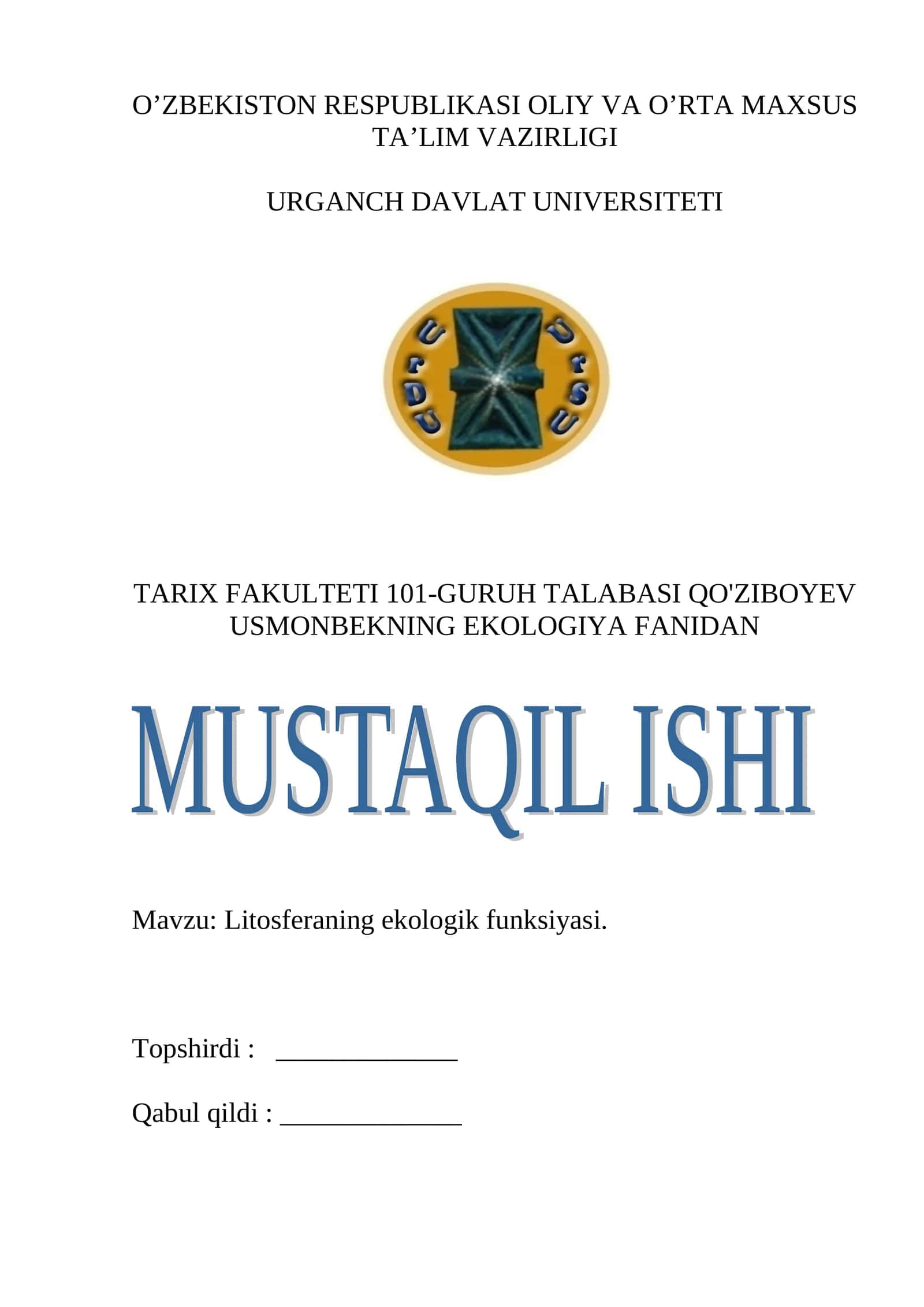 Litosferaning ekologik funksiyasi