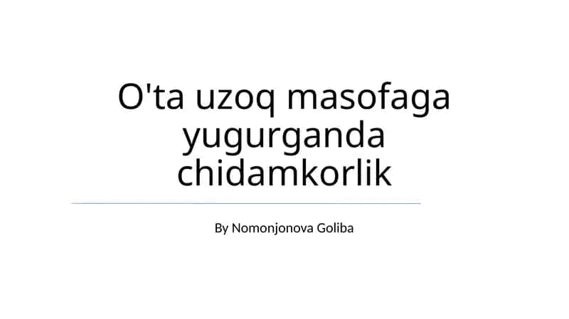 Tananing fiziologiyasi va uzoq masofali yugurish