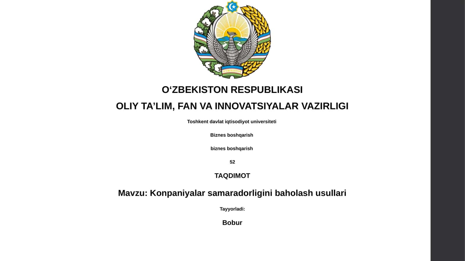 Konpaniyalar samaradorligini baholash usullari