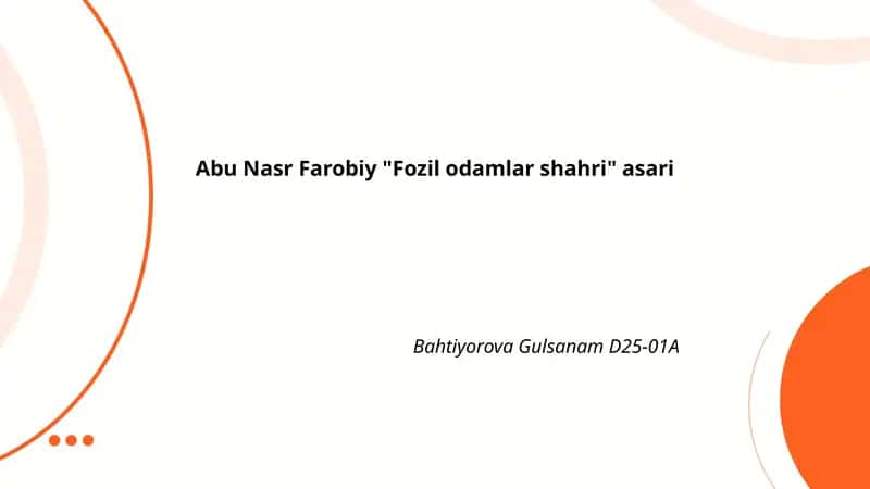 Abu Nasr Farobiy "Fozil odamlar shahri" asari