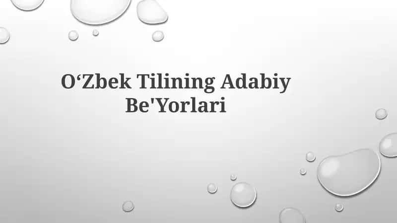 Oʻzbek Tilining Adabiy Be'Yorlari