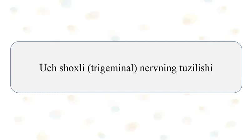 Uch shoxli (trigeminal) nervning tuzilishi Uch shoxli (trigeminal) nervning tuzilishi