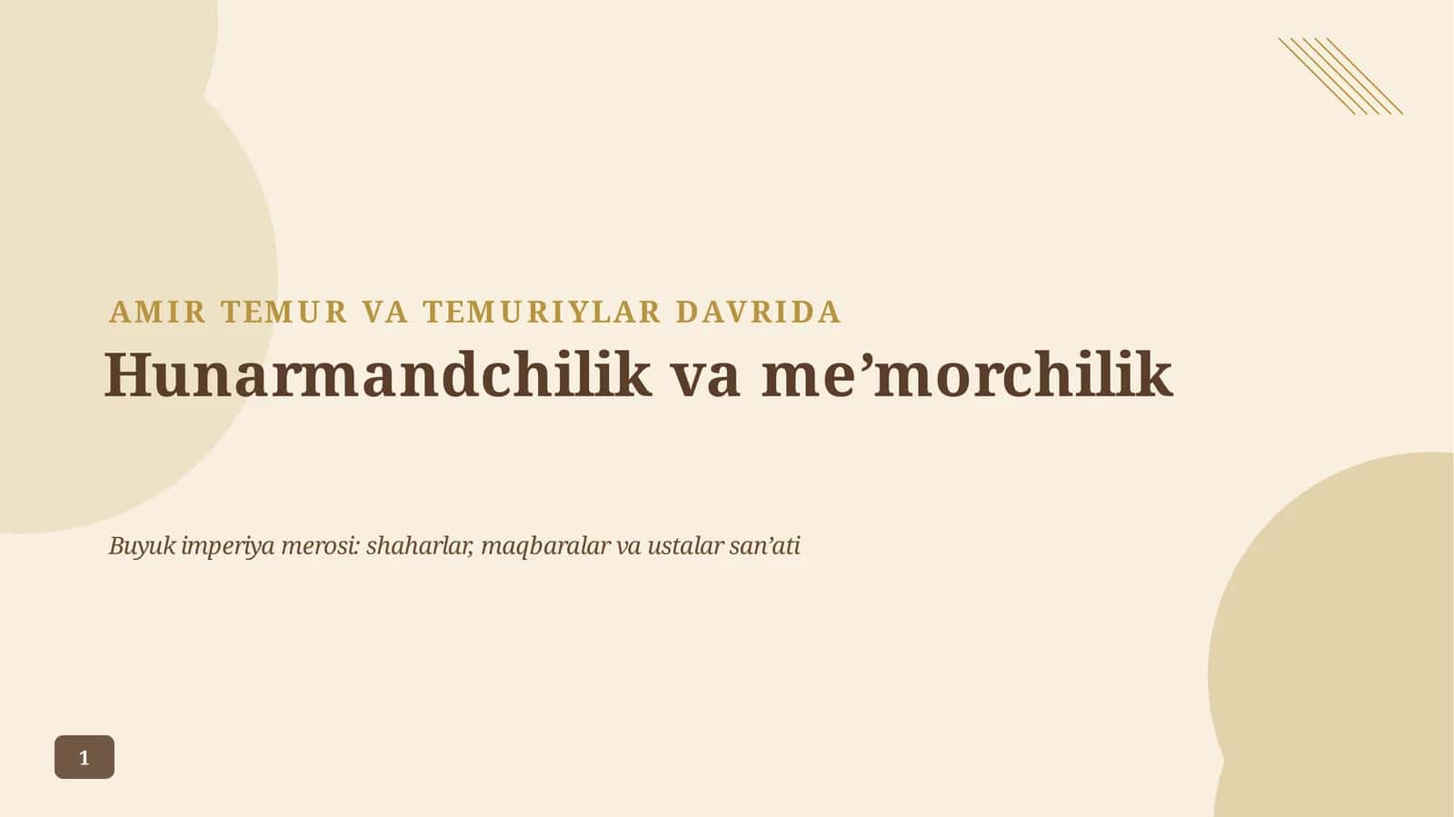 Meʼmorchilik va hunarmandchilik
