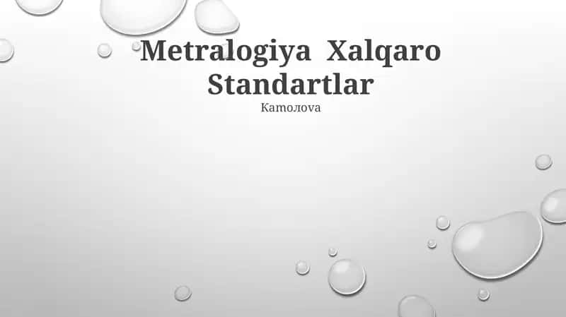 Metralogiya Xalqaro Standartlar
