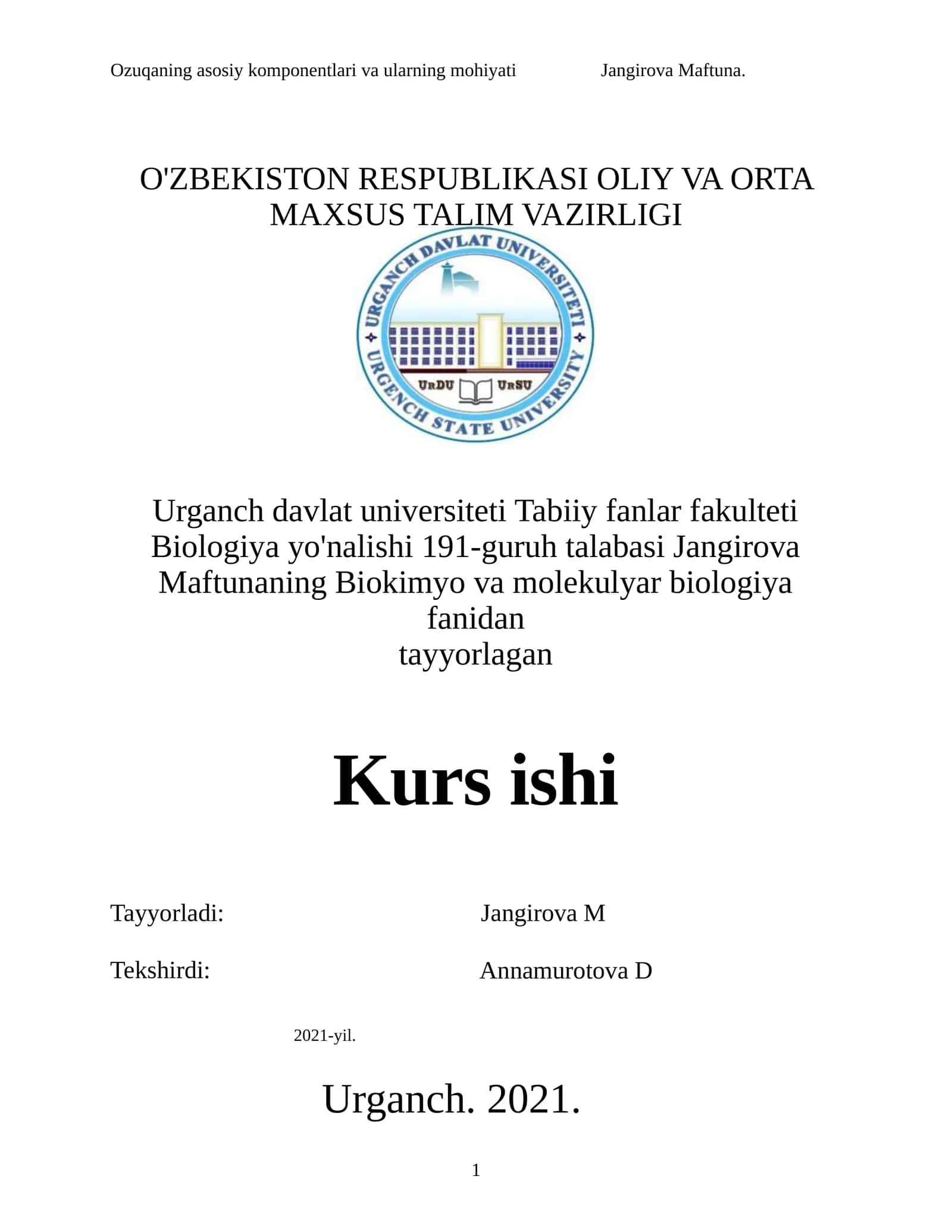 Ozuqaning asosiy komponentlari va ularning mohiyati