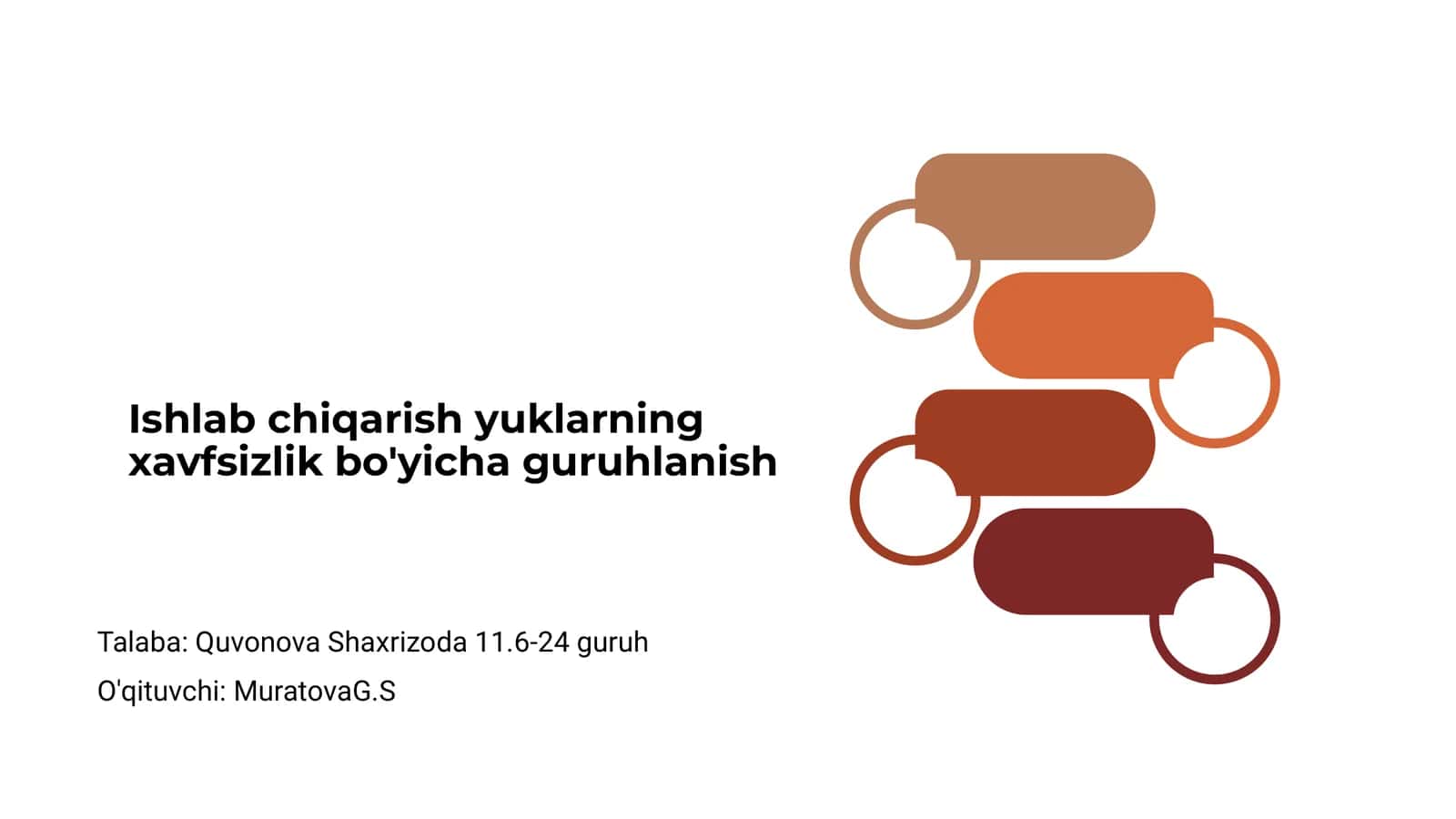 Ishlab chiqarish yuklarning xavfsizlik bo'yicha guruhlanishi