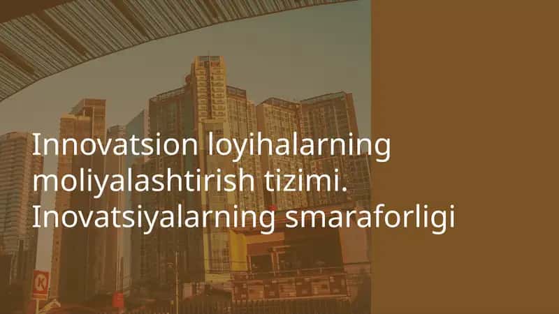 Innovatsion loyihalarning moliyalashtirish tizimi. Inovatsiyalarning smaraforligi