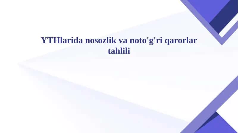 YTHlarida nosozlik va noto'g'ri qarorlar tahlili