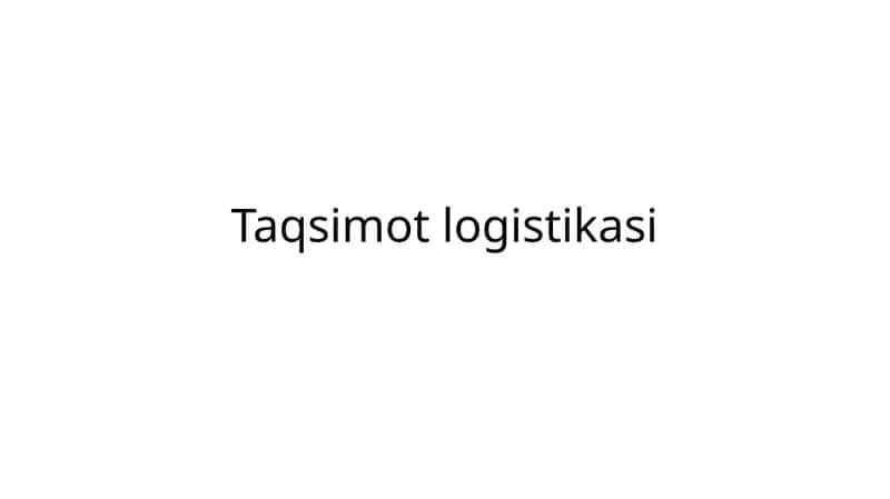 Taqsimot logistikasi krossvord