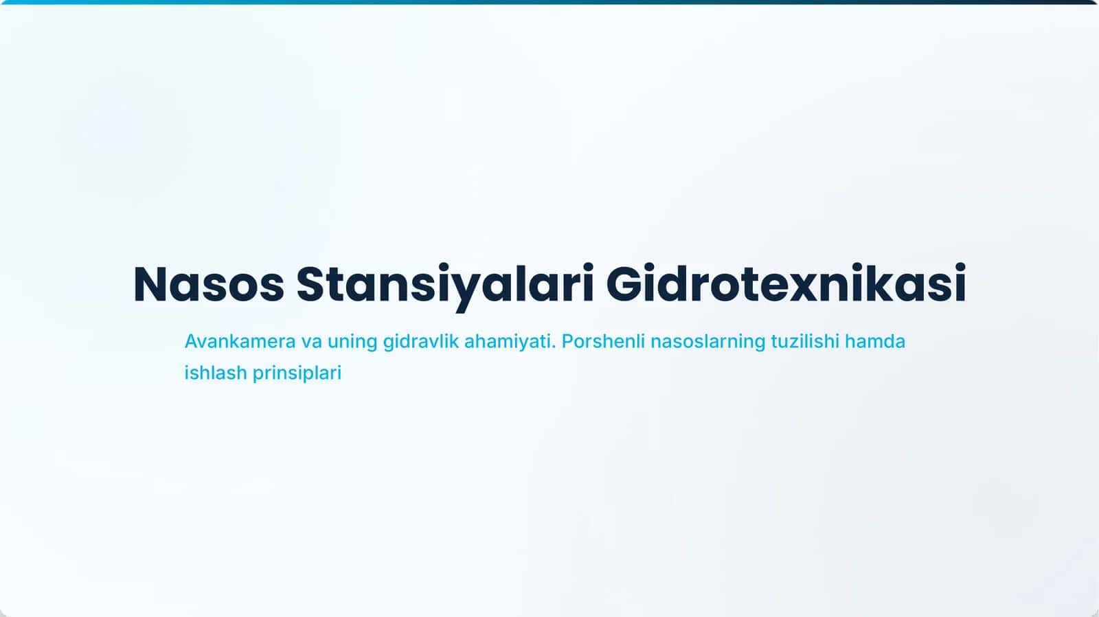 Nasos Stansiyalari Gidrotexnikasi