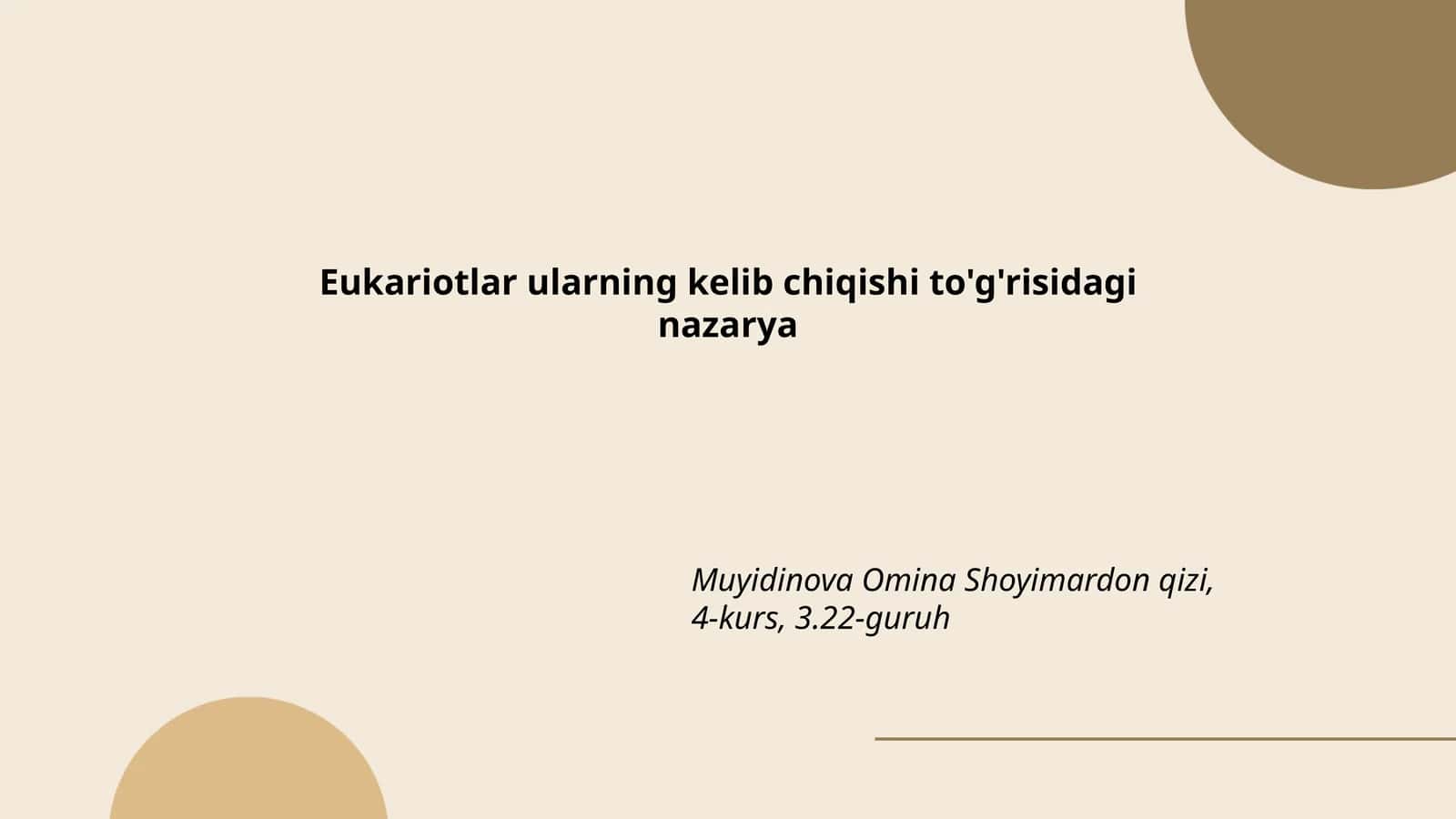 Eukariotlarning Kelib Chiqishi To'g'risidagi Nazariya