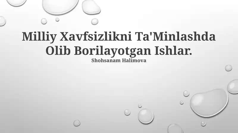 Milliy Xavfsizlikni Ta'Minlashda Olib Borilayotgan Ishlar