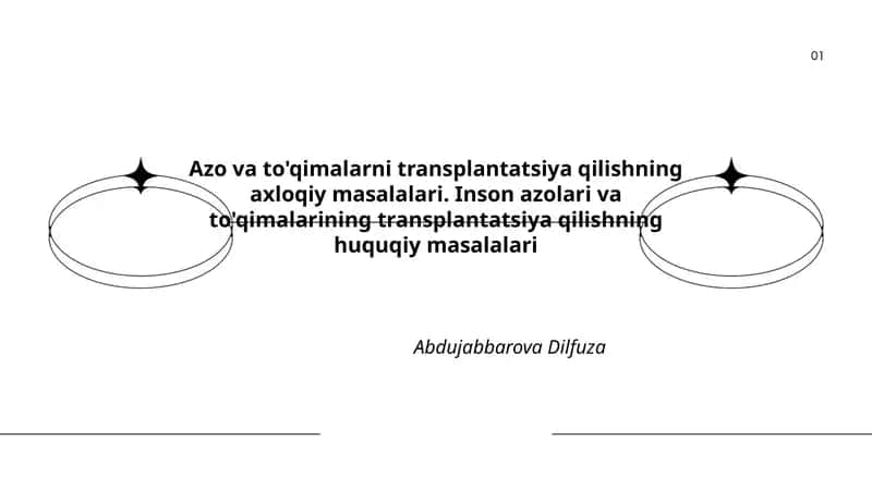 Azo va to'qimalarni transplantatsiya qilishning axloqiy masalalari. Inson azolari va to'qimalarining transplantatsiya qilishning huquqiy masalalari