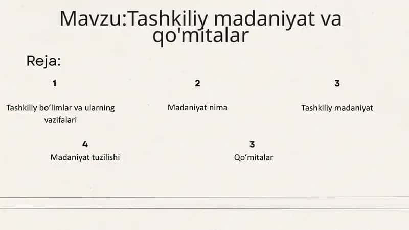 Tashkiliy madaniyat va qo'mitalar