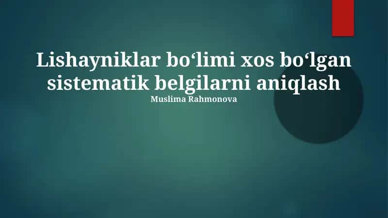 Lishayniklar boʻlimi xos boʻlgan sistematik belgilarni aniqlash