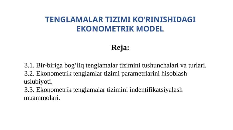 Ekonometrik Tenglama Tizimi