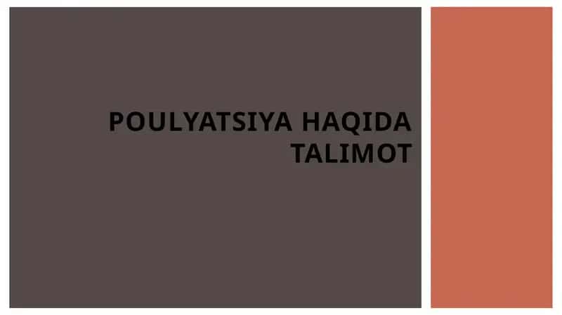 Poulyatsiya haqida talimot