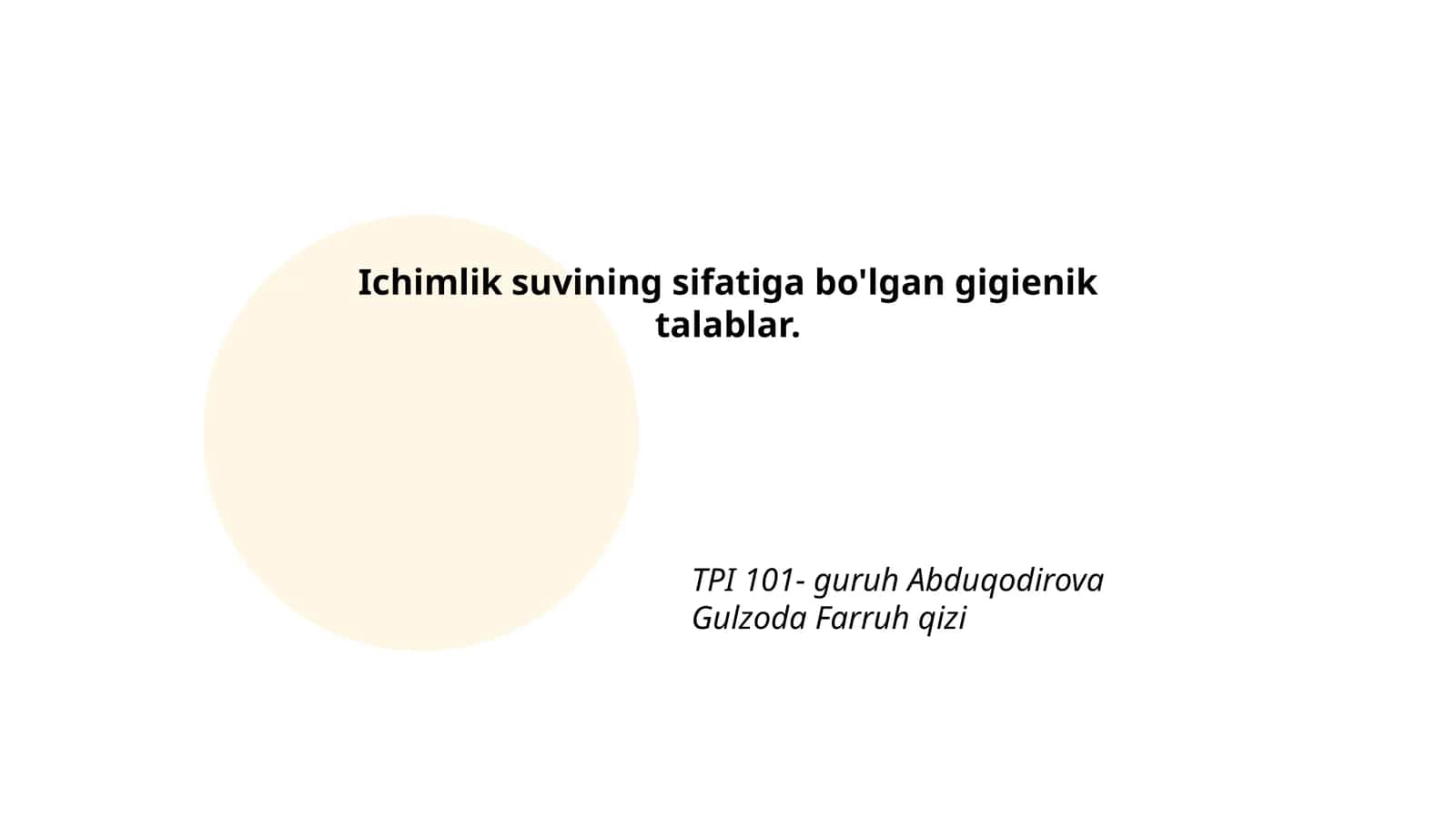 Ichimlik suvining fizikaviy xususiyatlari