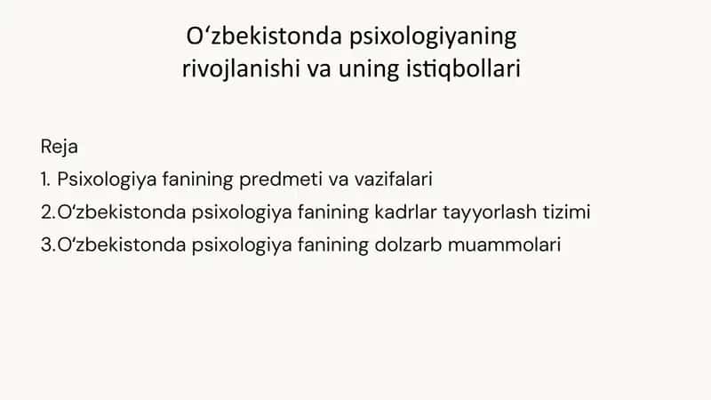 Oʻzbekistonda psixologiya