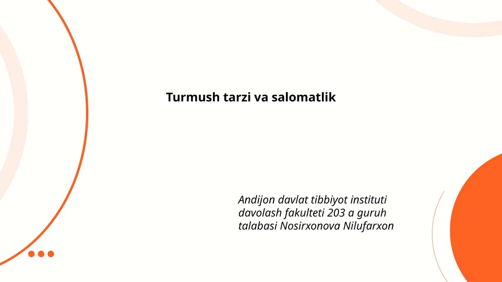 Turmush tarzi va salomatlik