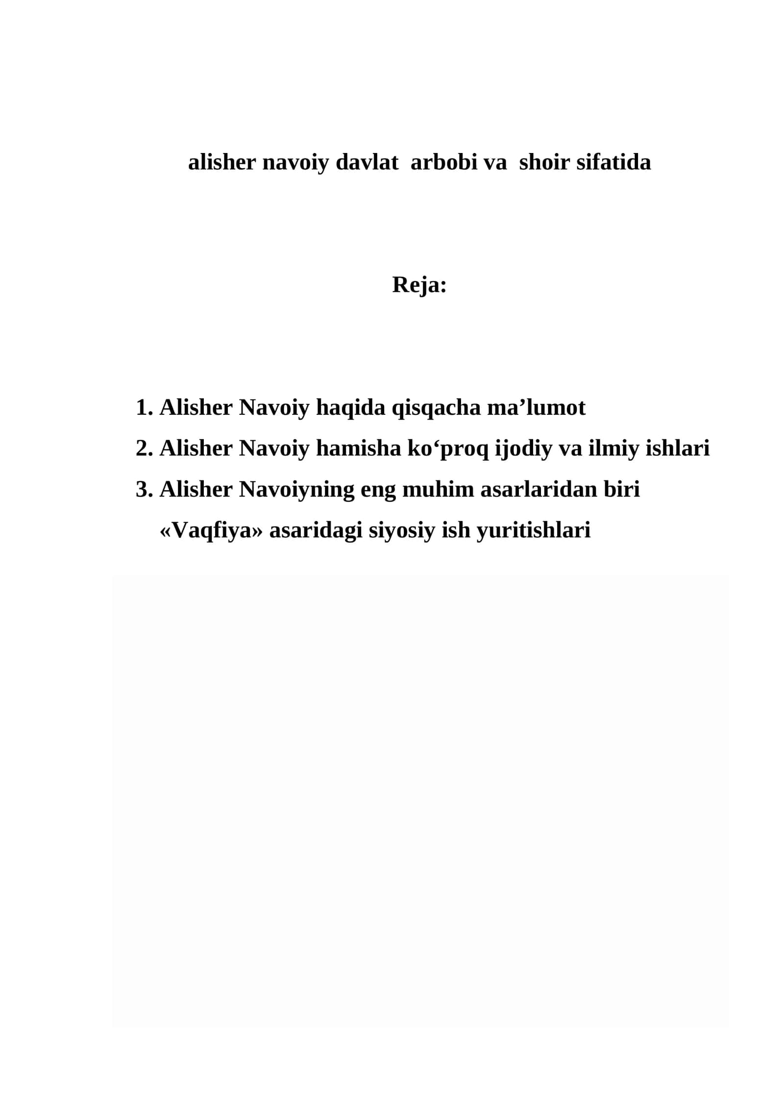 Alisher Navoiy davlat arbobi va shoir sifatida