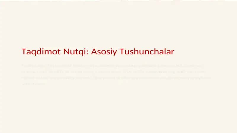 Taqdimot Nutqi: Asosiy Tushunchalar