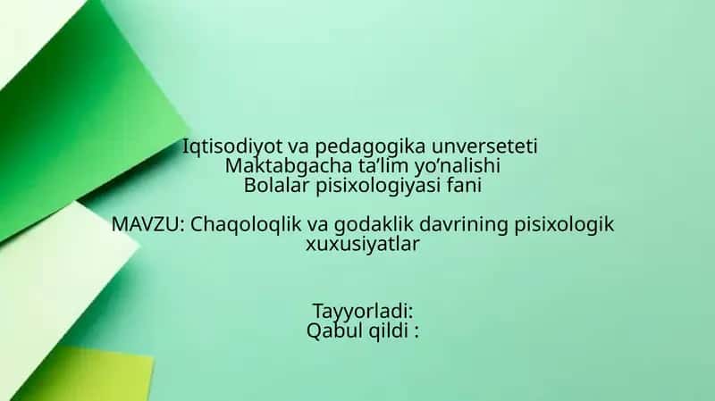 Bolalar pisixologiyasi fani