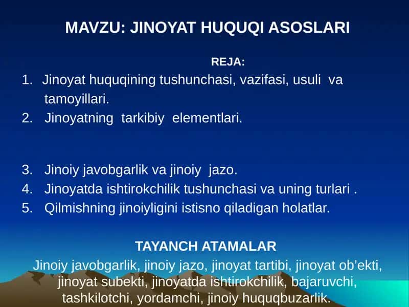 JINOYAT HUQUQI ASOSLARI
