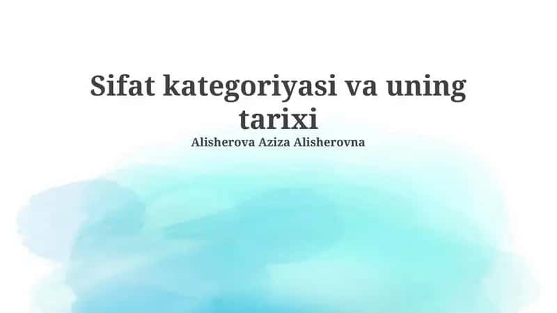 Sifat kategoriyasi va uning tarixi