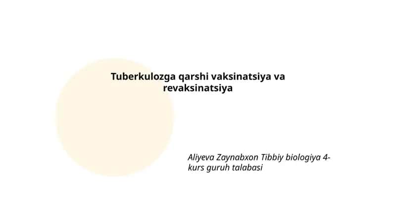 Tuberkulozga qarshi vaksinatsiya va revaksinatsiya