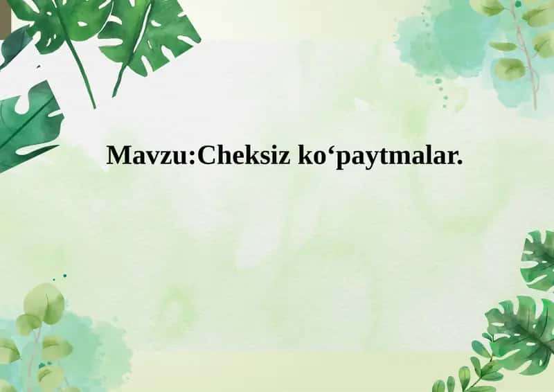 Cheksiz ko‘paytmalar