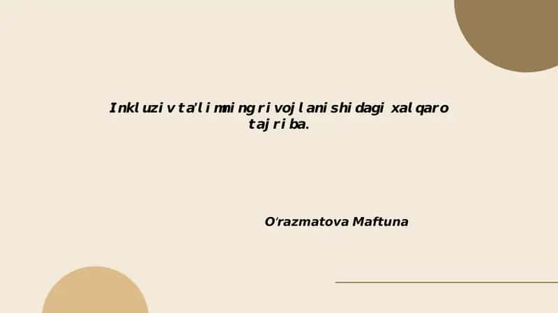 Inklyuziv taʼlim siyosatlari va milliy qonunchilik