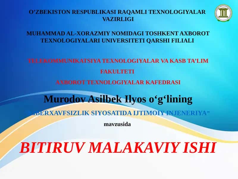 KIBERXAVFSIZLIK SIYOSATIDA IJTIMOIY INJENERIYA