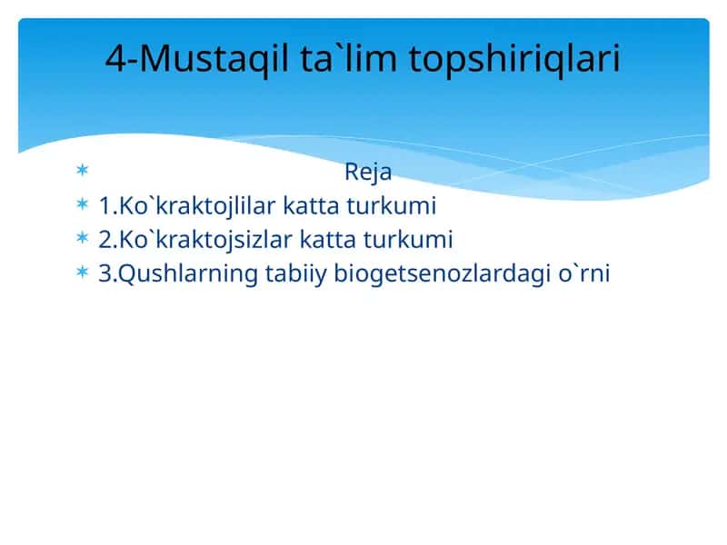 Qushlarning tabiiy bio-etseNozlar dagi o`rni