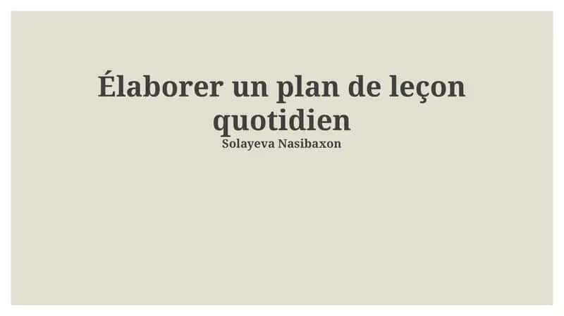 Élaborer un plan de leçon quotidien
