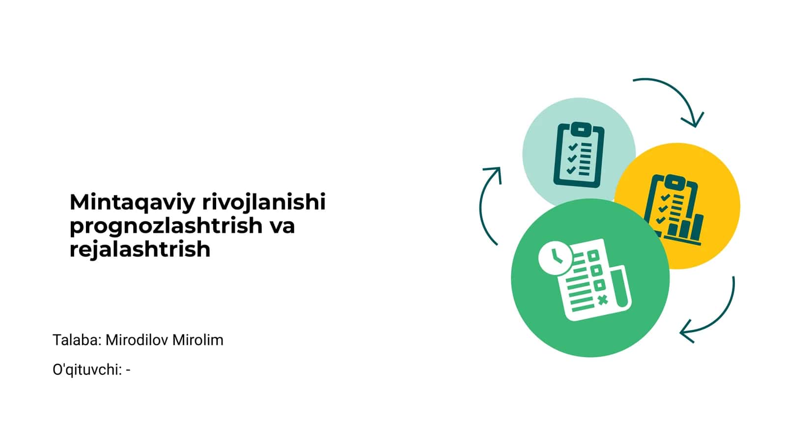 Mintaqaviy rivojlanishi prognozlashtrish va rejalashtrish