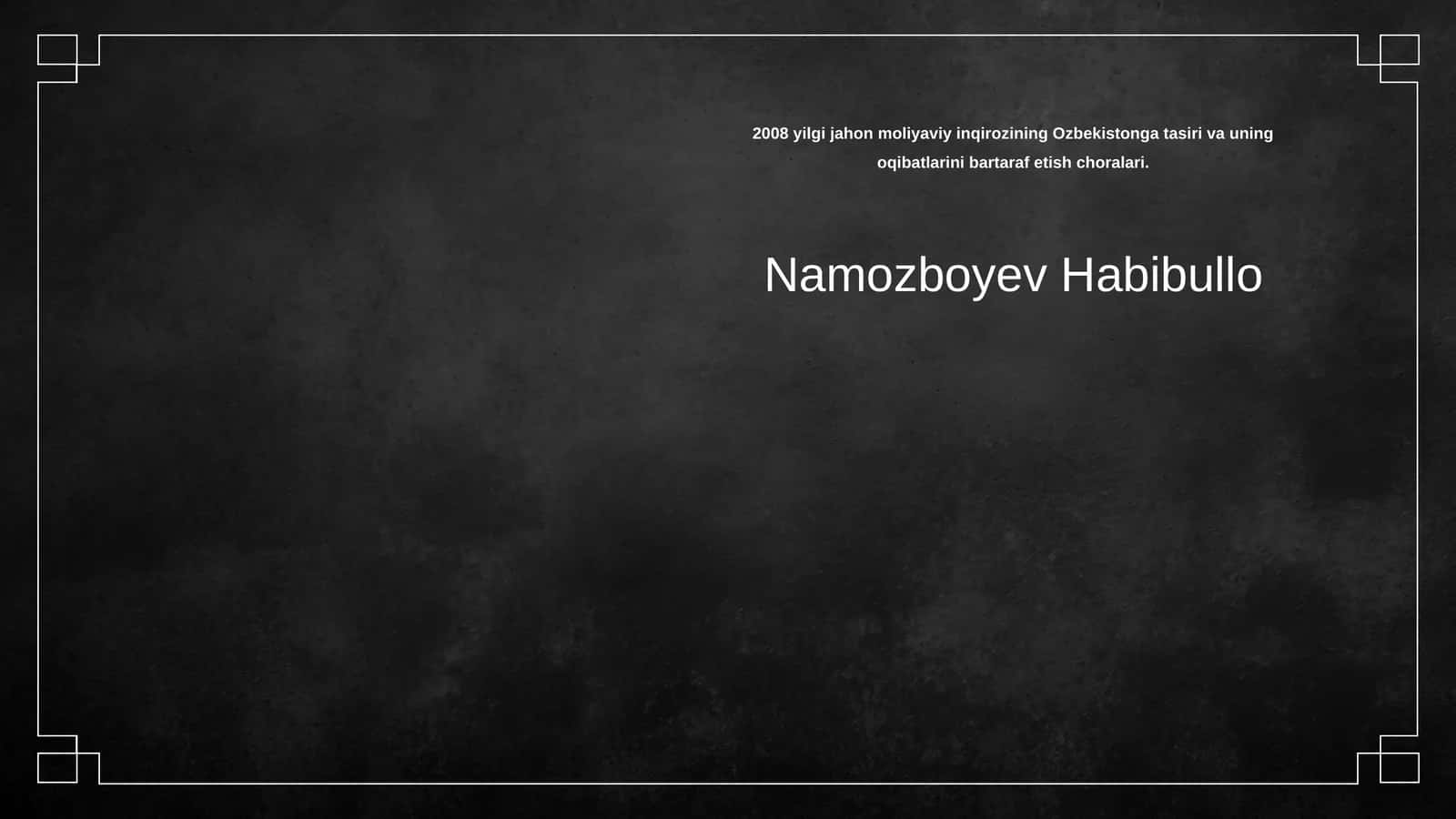 2008 yilgi jahon moliyaviy inqirozining Ozbekistonga tasiri va uning oqibatlarini bartaraf etish choralari