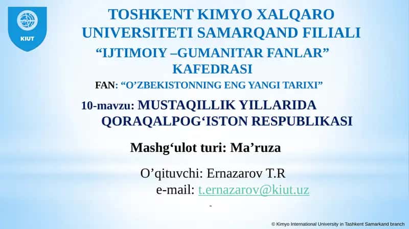 Mustaqillik yillarida Qoraqalpog‘iston Respublikasi